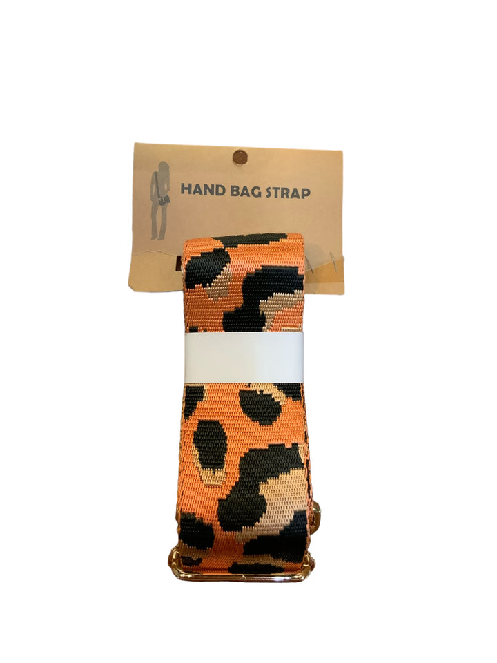 Rolled orange, black, and beige animal print Hand Bag Strap. Sizes available: S, M, L.