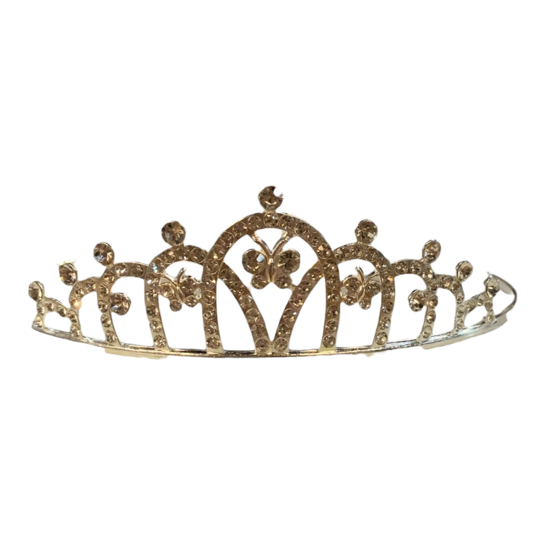 Children’s Rhinestone Crown with sparkling arches and floral rhinestones. Available in small, medium, and large sizes.