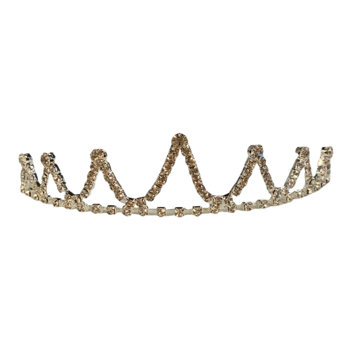 Children’s Rhinestone Crown with gold zigzag design, sparkling rhinestones; available in child sizes.