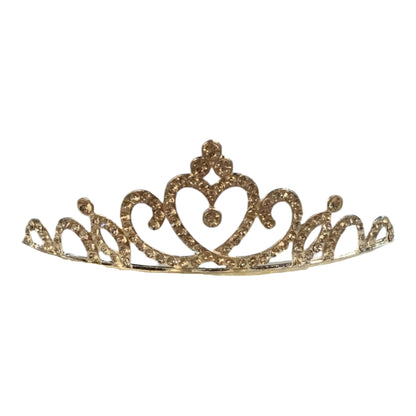 Children’s Rhinestone Crown with intricate swirl and heart designs, sparkling rhinestones; available in multiple sizes.