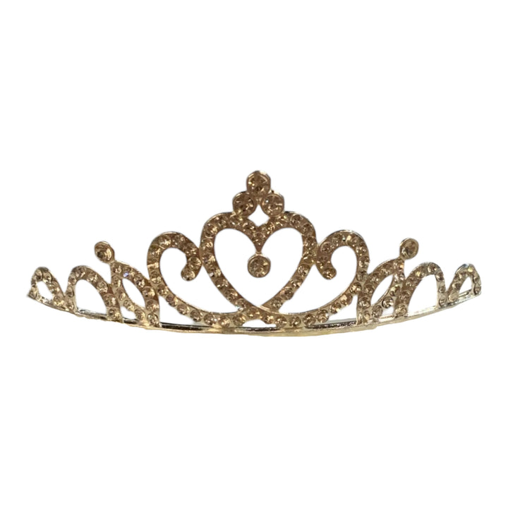 Children’s Rhinestone Crown with intricate swirl and heart designs, sparkling rhinestones; available in multiple sizes.
