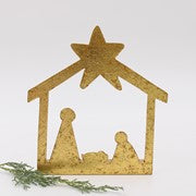 6" Gold Nativity Silhouette Tabletop Sitter