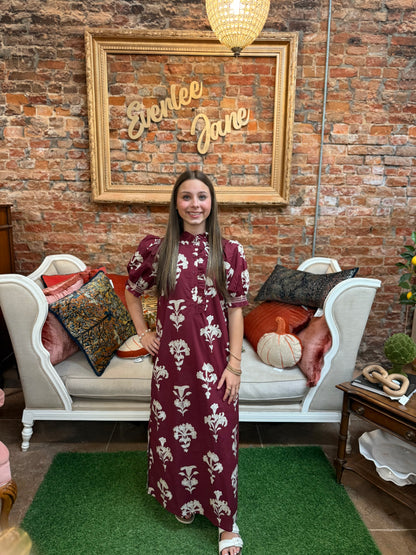 Garnet Botanical Long Dress