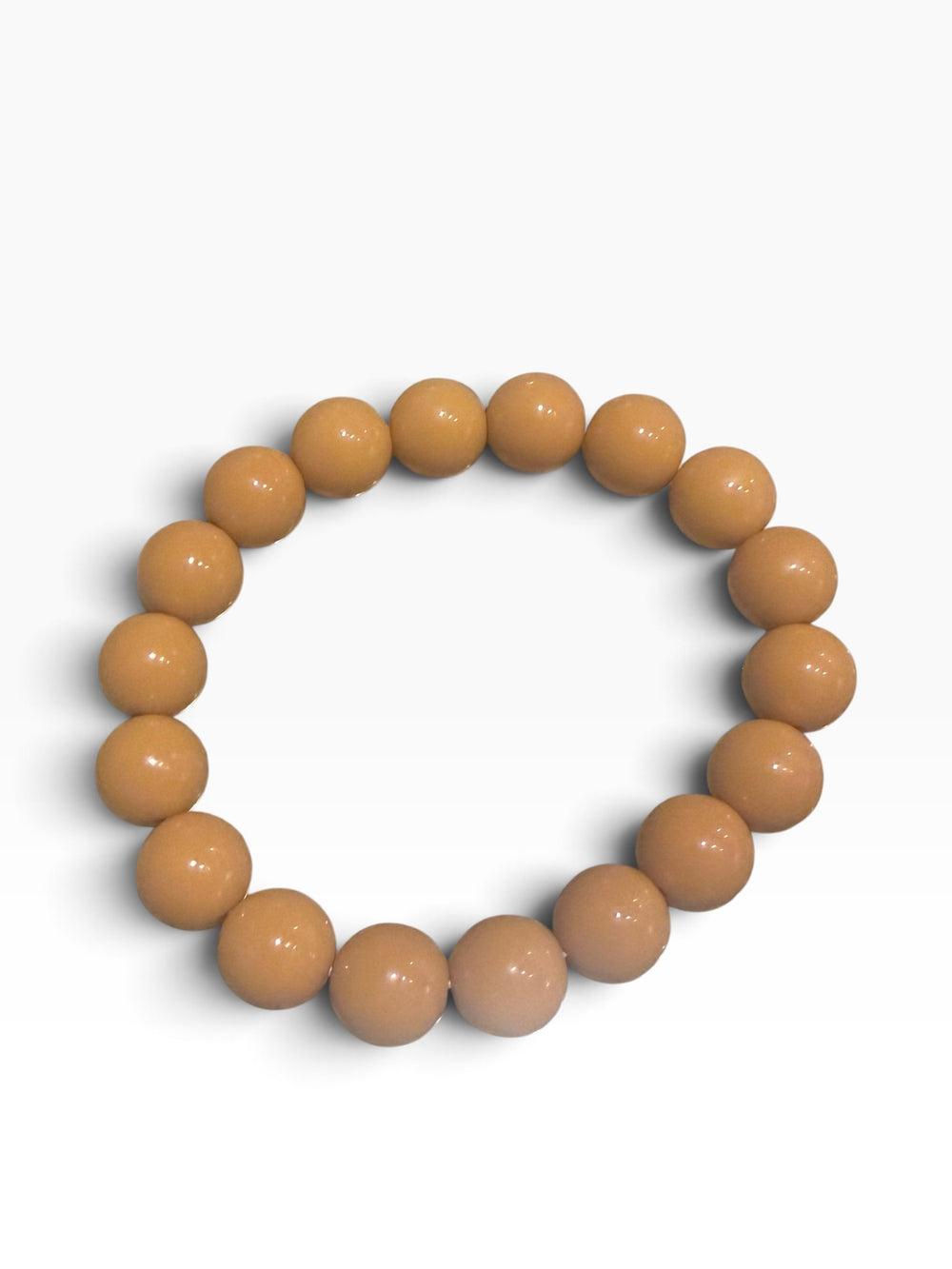 Light-brown spherical beaded stretch bracelet.