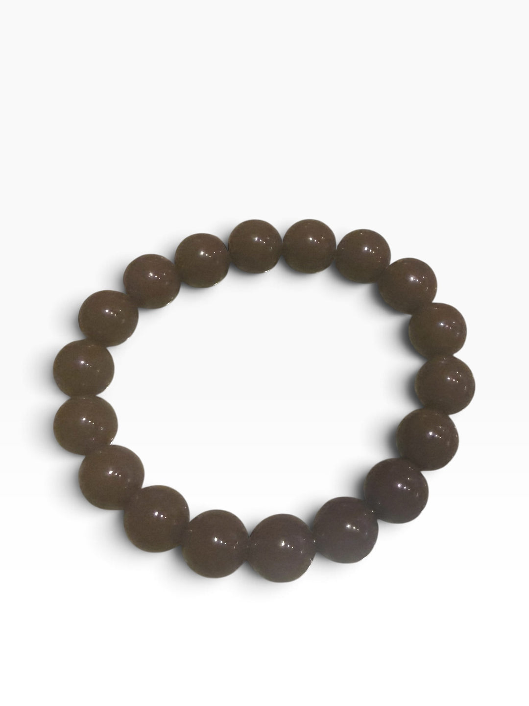 Polished dark brown beaded stretch bracelet. Available in various sizes.
