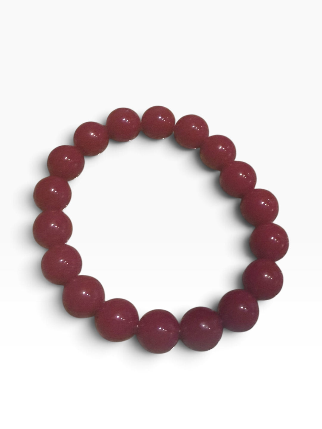 Dark red smooth, round beaded stretch bracelet.
