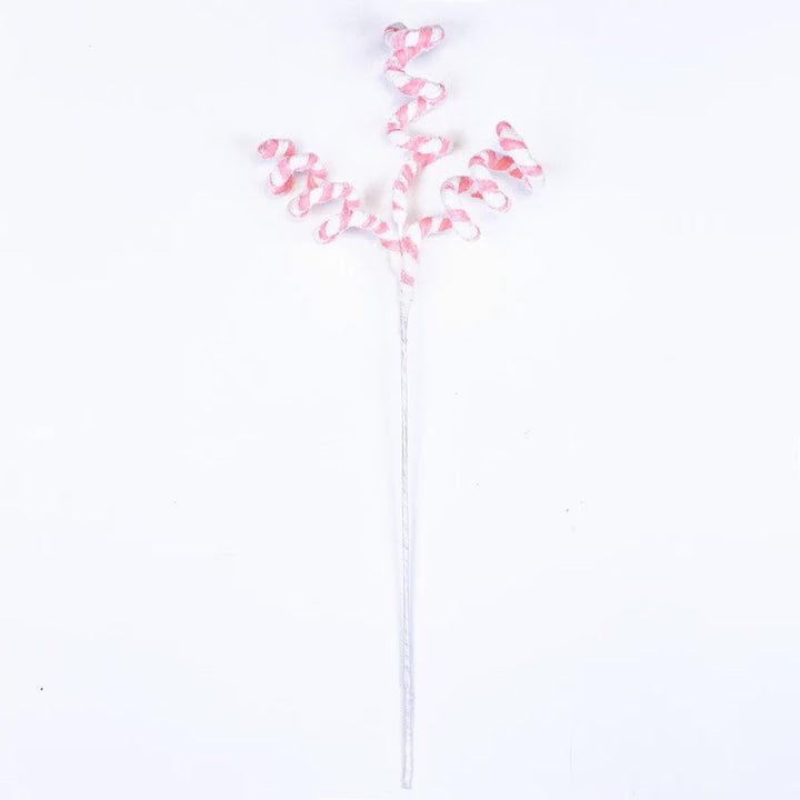 Whimsical candy stripe stem with three spiraled pink-and-white branches.