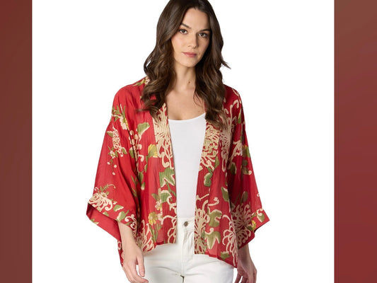 Chrysanthemum Red Short Kimono