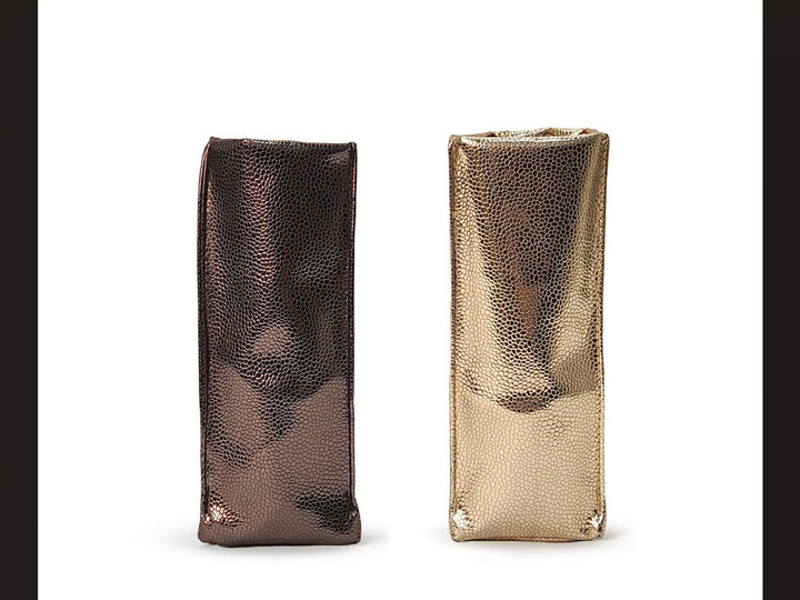 Looking Good Snake Skin Eye Glass Holder in dark bronze and gold, pebbled finish. Available sizes: small, medium.