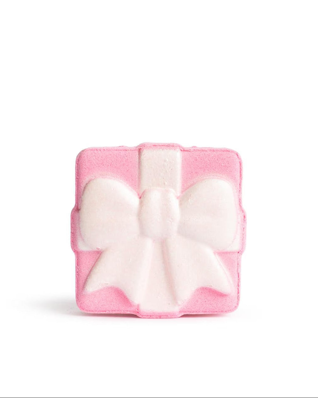 Sugar Plum Present Bath Fizzer in a square pink box with a white bow.