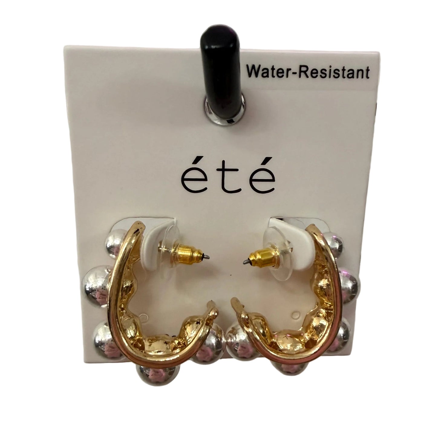 Water Resistant Gold and Silver Two-Tone Hoop Earrings