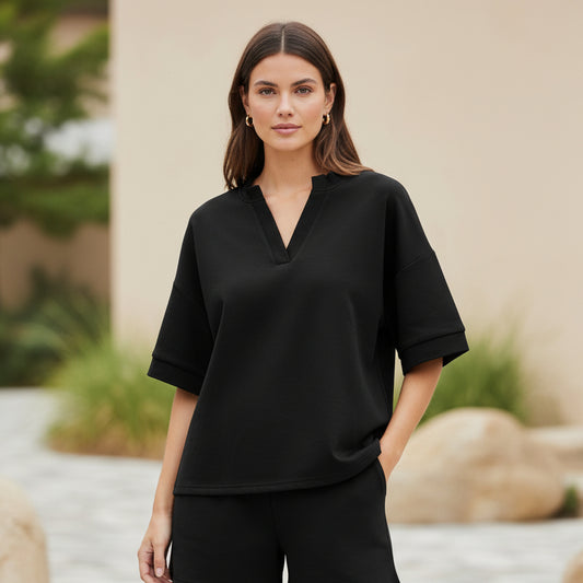 Black Butter Soft V-Neck Top
