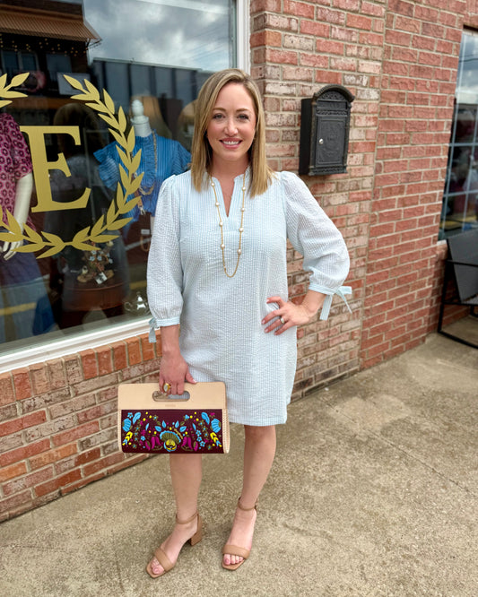 Lainey Seersucker Dress | Seafoam + White