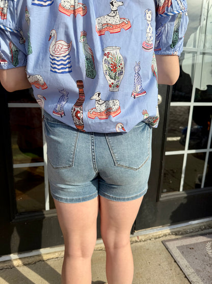 Judy Blue HW Tummy Control Double Waistband Shorts