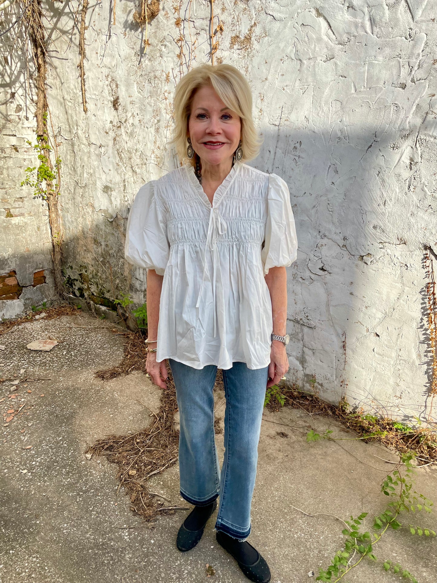 Ivory Charm Smocked Top