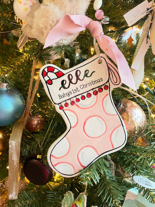 Pink Stocking Flat Ornament