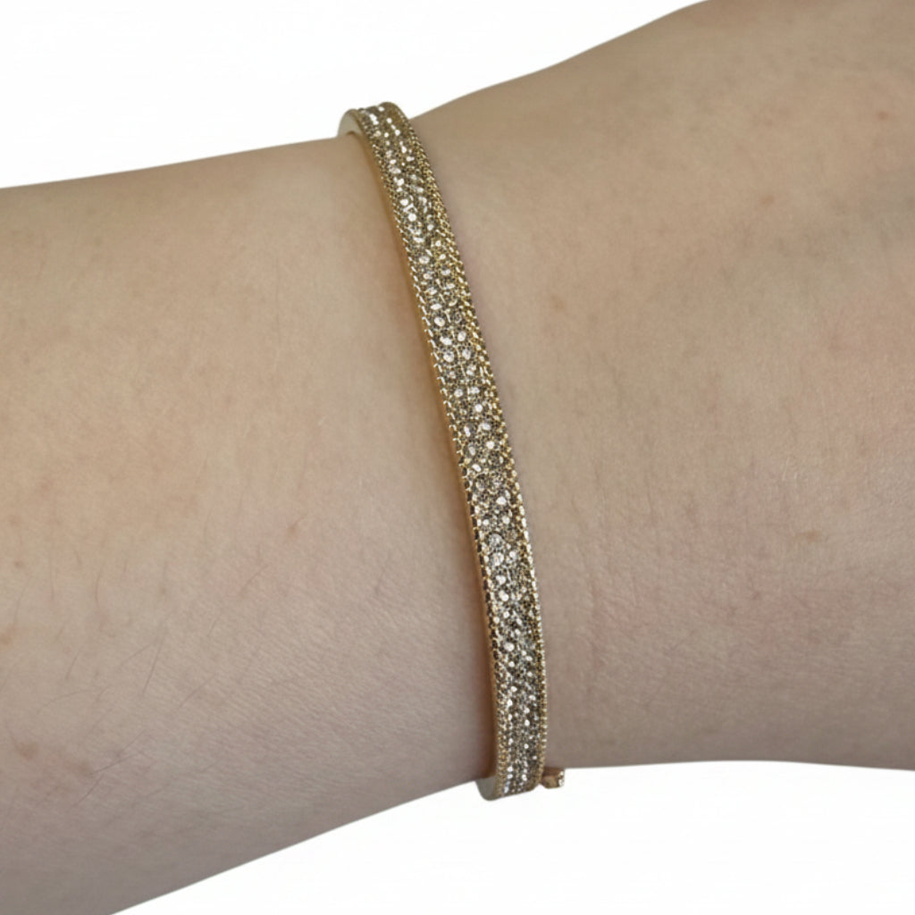 Dipped Metal CZ Hinge Bracelet with sparkling cubic zirconia stones. Available sizes: S, M, L.