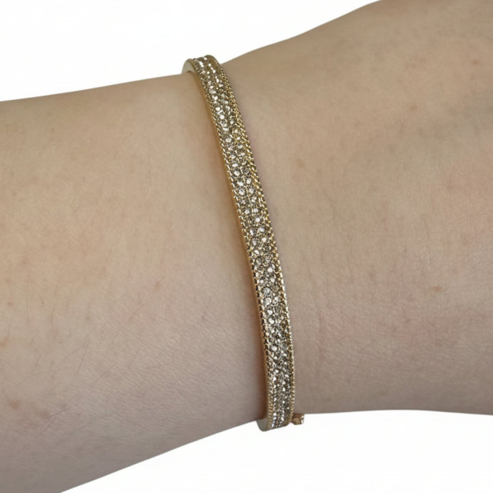 Dipped Metal CZ Hinge Bracelet with sparkling cubic zirconia stones. Available sizes: S, M, L.