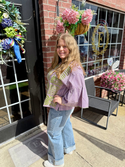 Purple Elena Blouse, available in sizes XS-XL.