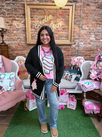 Bow Christmas Treat Long Cardigan