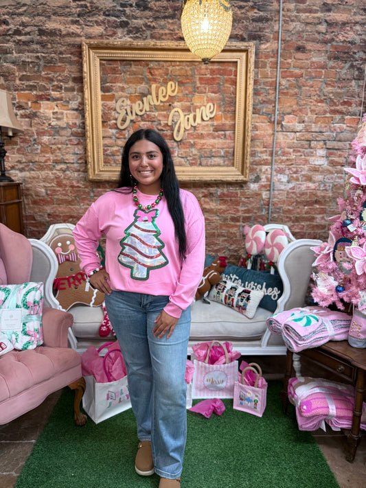 Foil Bow Christmas Treat Luxe Pullover