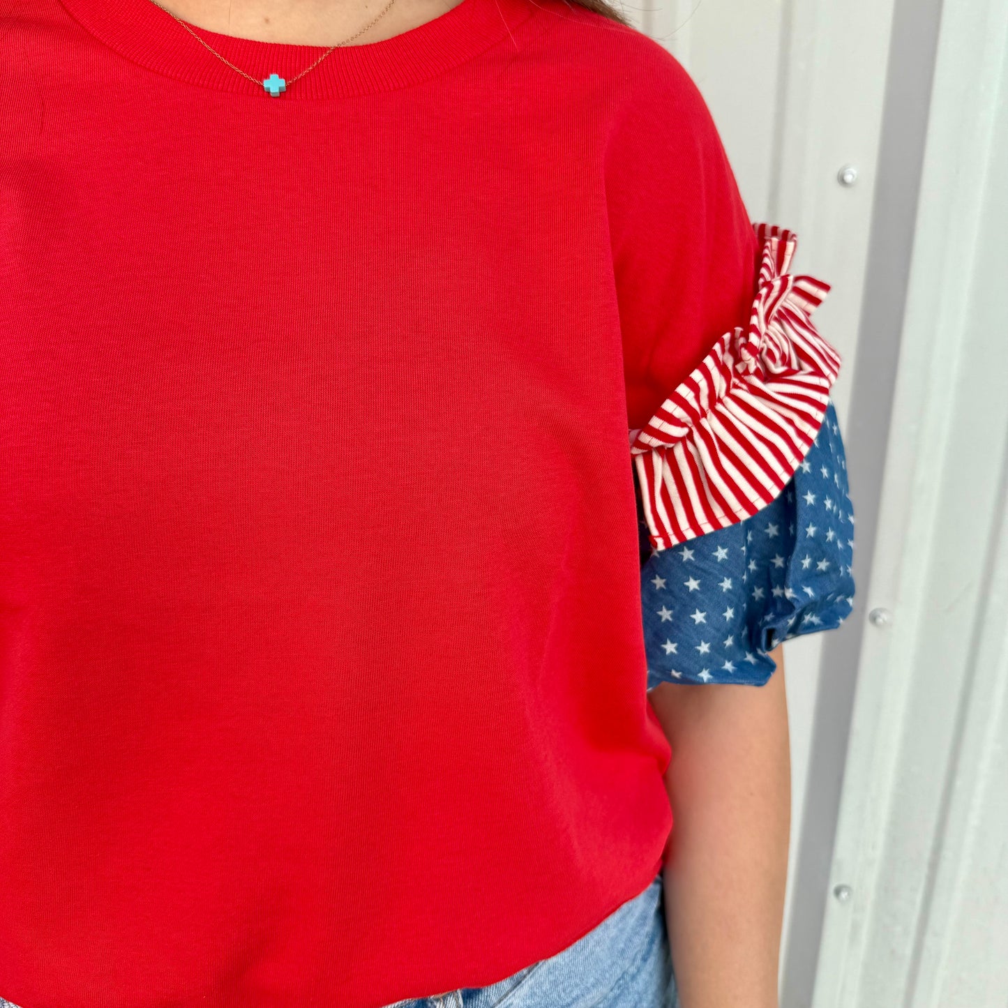Liberty Ruffle Accent Puff Sleeve Top