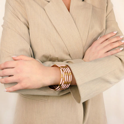 Ice Rose Veda Stack bracelet shown on wrist. Available in sizes S, M, L.