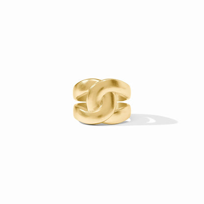 The Infinity Ring | Gold is a wide, 24K gold-plated bold looped chain design. Available sizes not specified.