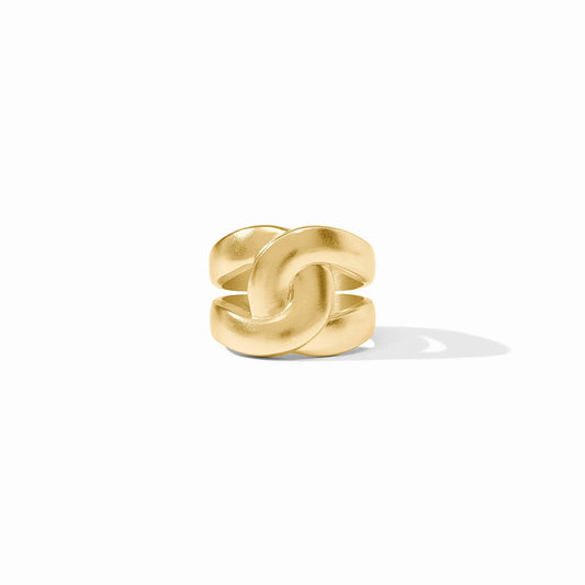 The Infinity Ring | Gold is a wide, 24K gold-plated bold looped chain design. Available sizes not specified.