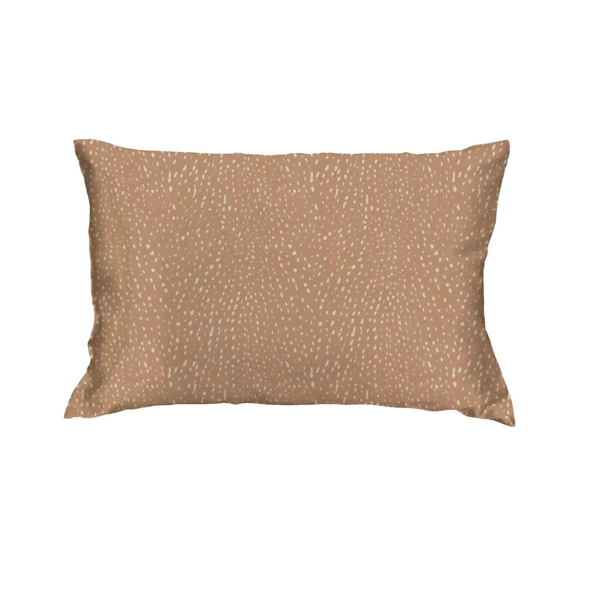 Light brown satin pillowcase with scattered small white dots; available in standard, queen, and king sizes.