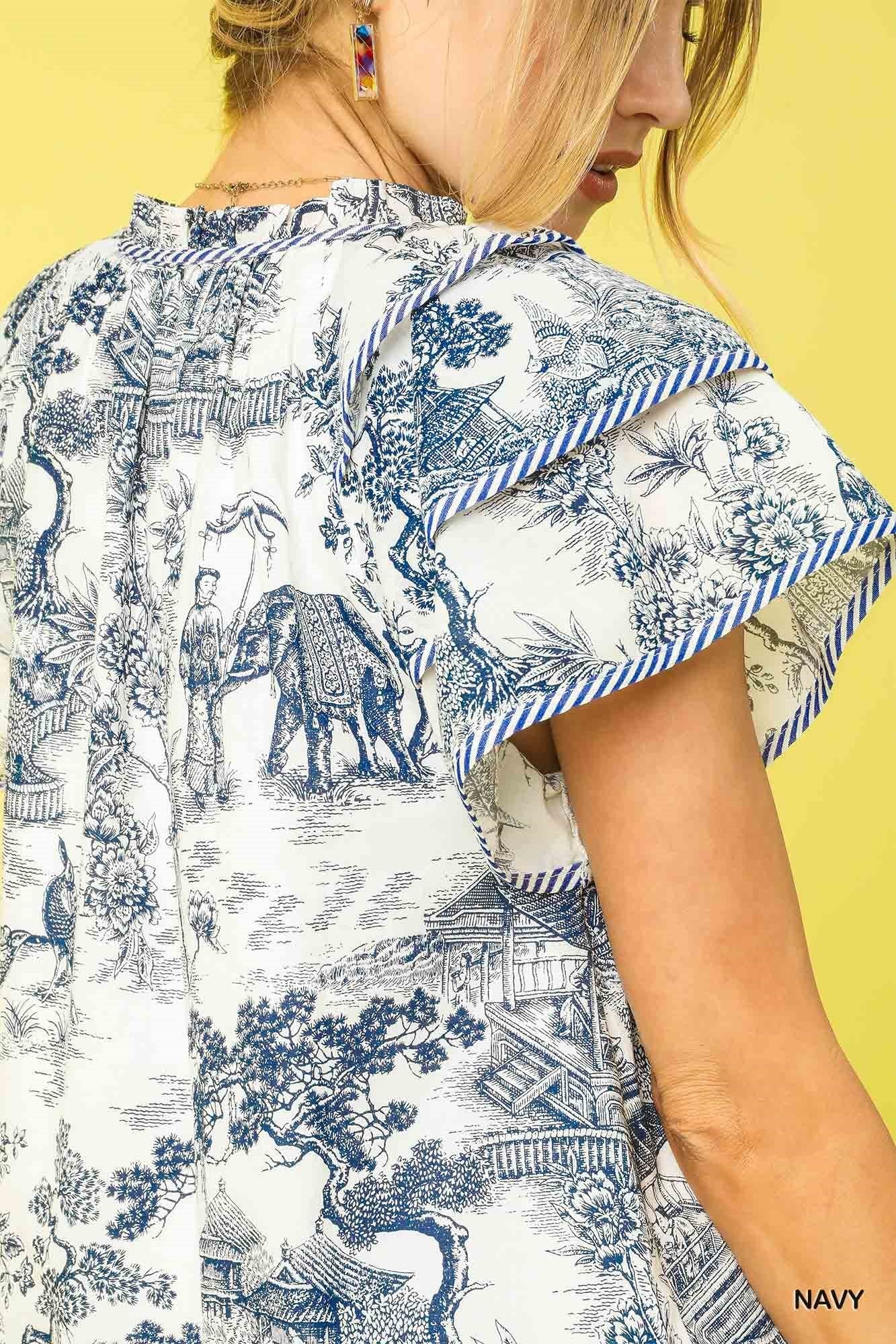 Lexi Toile Print Ruffle Dress