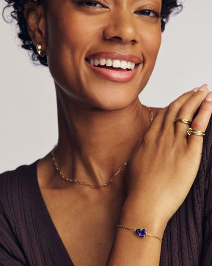 Tatum Gold Delicate Chain Bracelet in Cobalt Mix by Kendra Scott, available in small, medium, and large sizes.