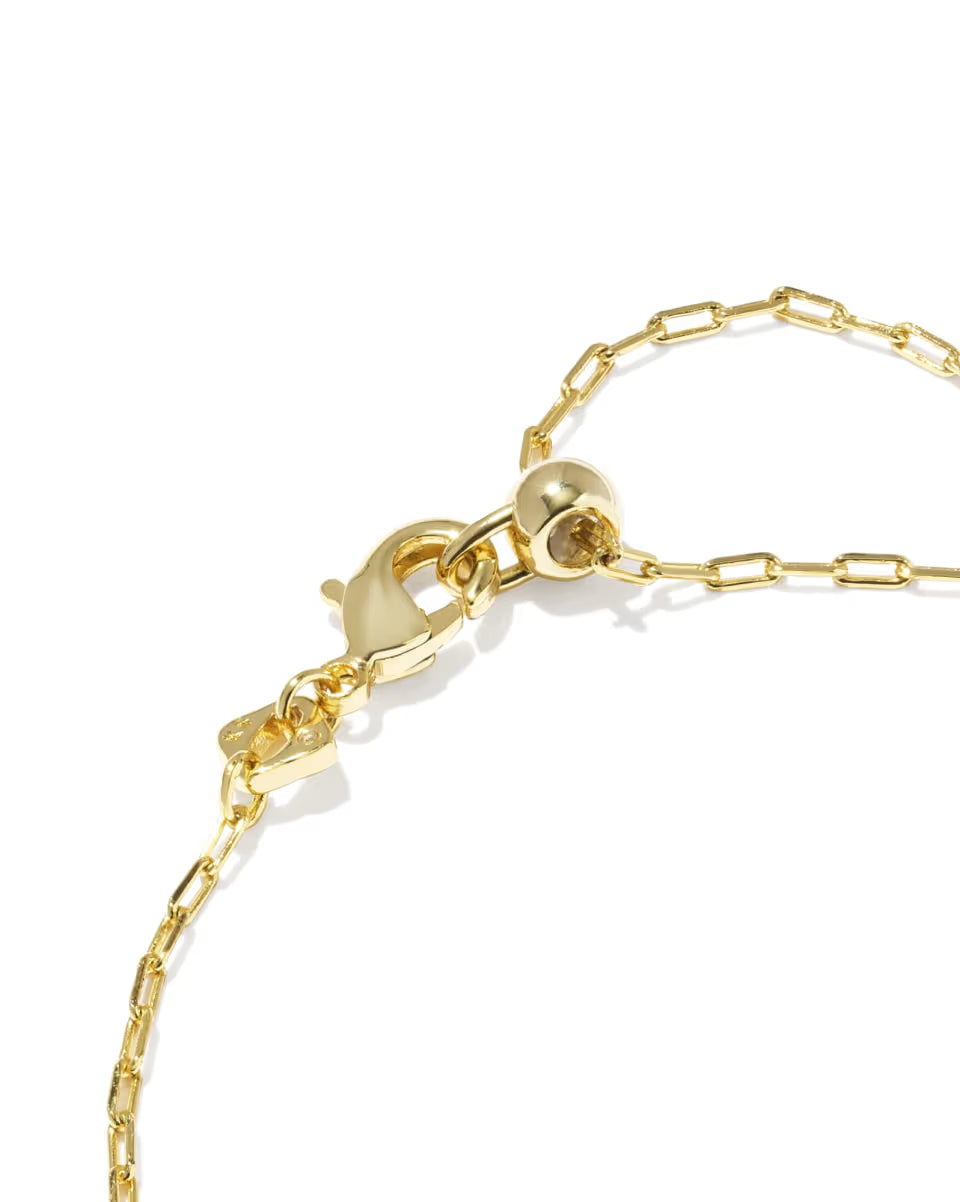 Tatum Gold Delicate Chain Bracelet in Pink Mix by Kendra Scott, 14k gold, lobster clasp, sliding bead adjustable closure; available in one size adjustable fit.