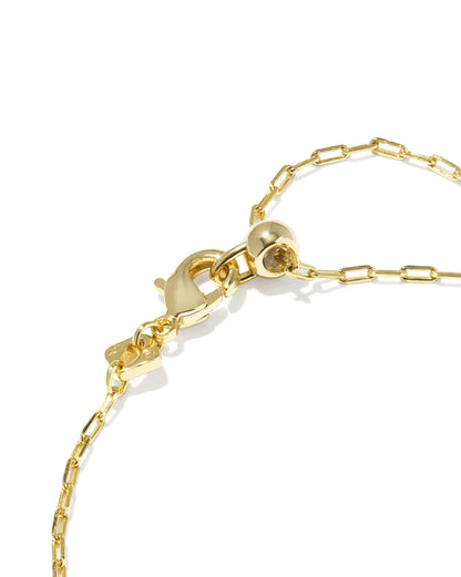 Tatum Gold Delicate Chain Bracelet in Pink Mix by Kendra Scott, 14k gold, lobster clasp, sliding bead adjustable closure; available in one size adjustable fit.