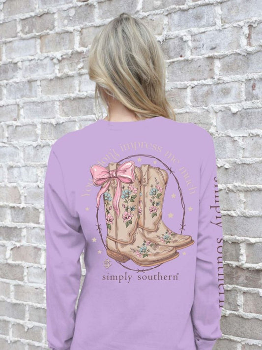 You Don't Impress Me Much Boots Lilac Long Sleeve T-Shirt