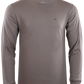 Sentence using the product name: The Hunt Dog Long Sleeve T-Shirt is a plain long-sleeve, charcoal gray 100% cotton shirt with a small logo on the chest, displayed against a transparent background. The shirt features a crew neckline and a slim fit design.