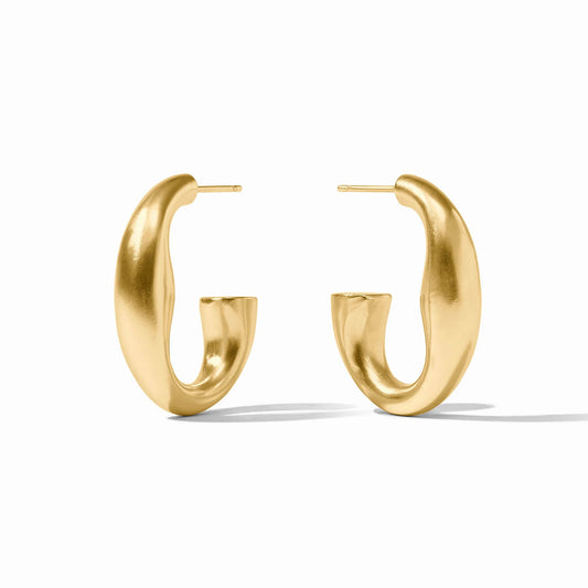 Laguna Hoop Gold - M: modern, chunky 24K gold plated hoop earrings with smooth, curved design. Available in size M.