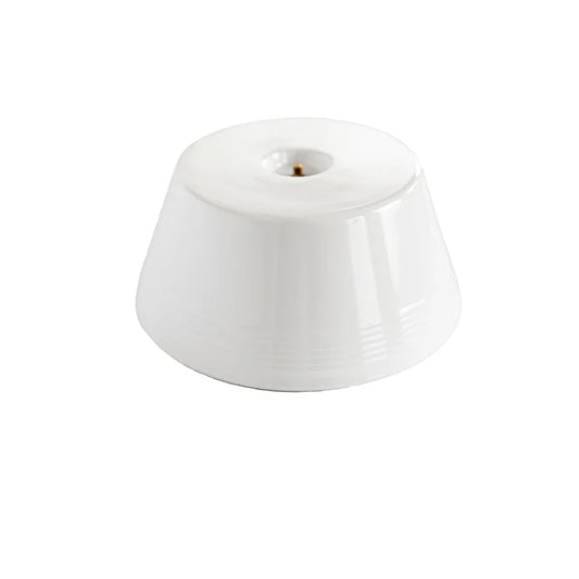 White BPA-free Pinstripes Melamine Low Riser, cone-shaped with flat base and central hole. Available in multiple sizes.