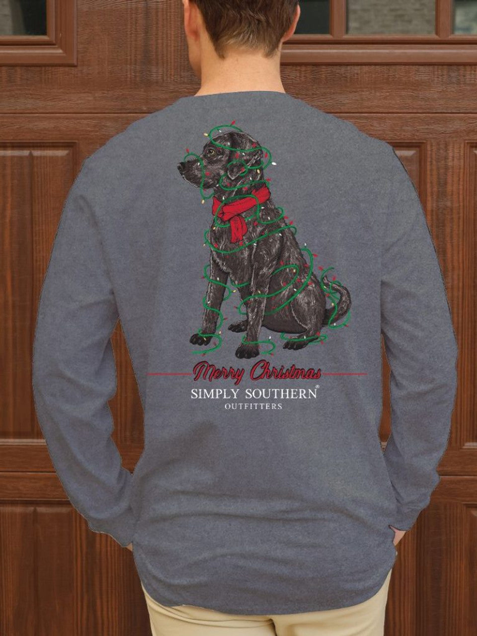 Long Sleeve Merry Christmas Lab Charcoal Heather Shirt