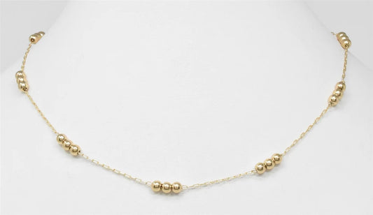 Small Gold Beaded and Chain Necklace