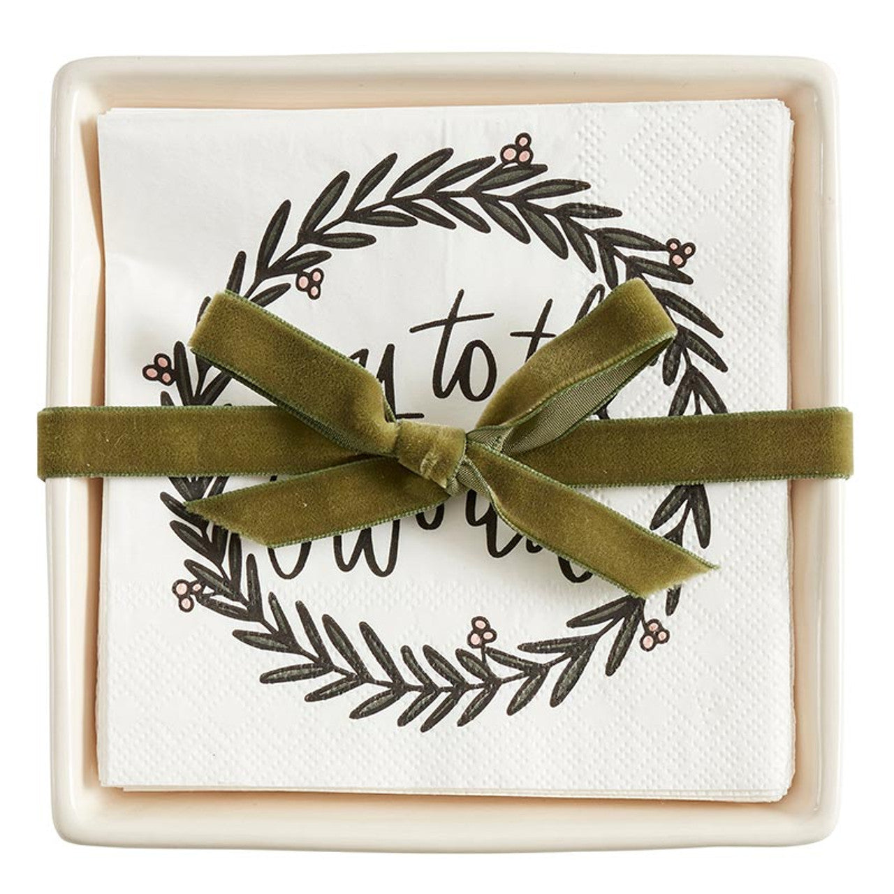 Holiday Ceramic Tray & Napkins