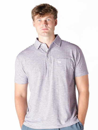 Men's Navy Striped Seaside Polo, short sleeves. Available in sizes S-XXL.