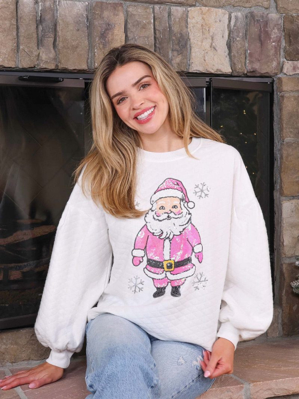 Cheerful Santa Quilted Sweatshirt