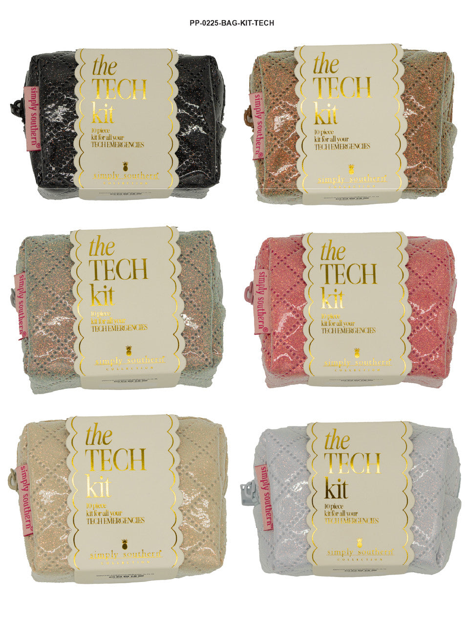 Six sequin zip pouches in six colors, labeled "Girl&