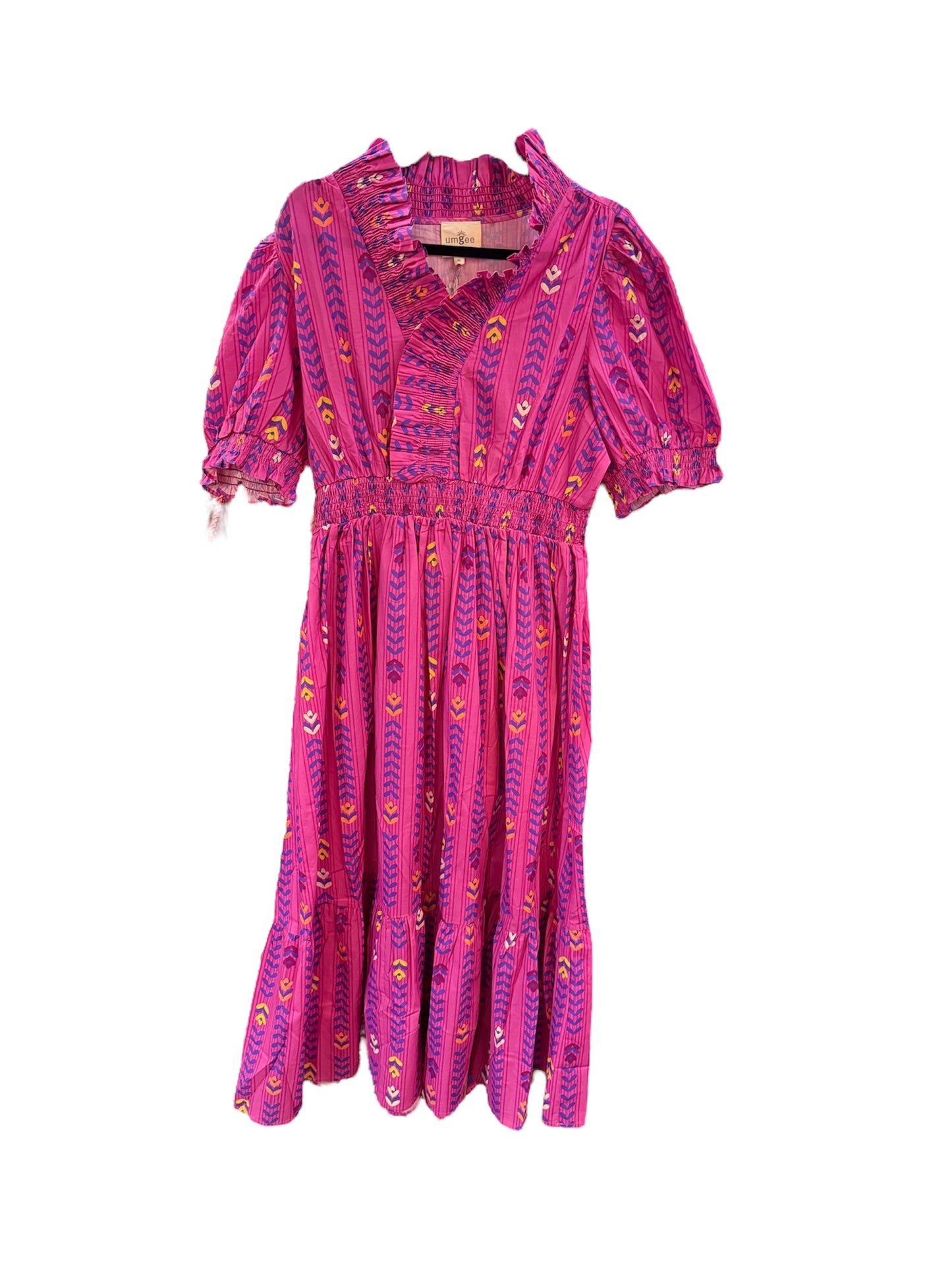 Magenta Garden Midi Dress