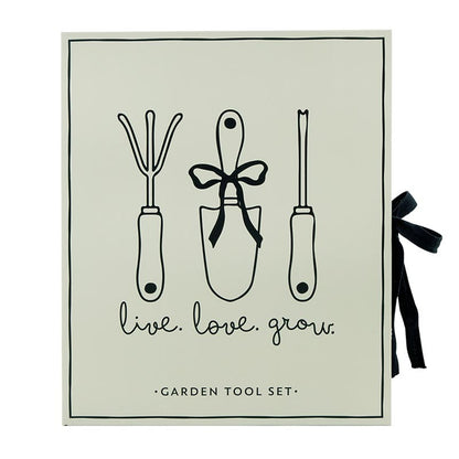 Garden Tool Set Book Box: Includes hand rake, bow trowel, and weeder with beech wood handles. Available in one size.