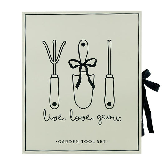 Garden Tool Set Book Box: Includes hand rake, bow trowel, and weeder with beech wood handles. Available in one size.