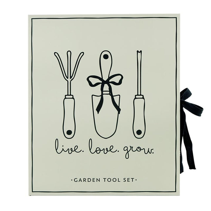 Garden Tool Set Book Box: Includes hand rake, bow trowel, and weeder with beech wood handles. Available in one size.