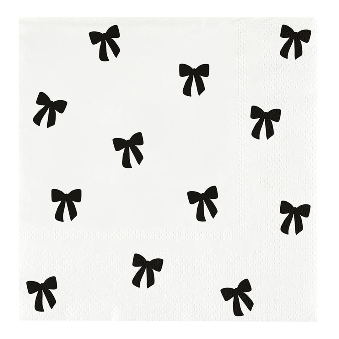 Ceramic Napkin Tray + Napkins Set: Features white napkins with black bow tie pattern. Available sizes: Standard.