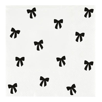 Ceramic Napkin Tray + Napkins Set: Features white napkins with black bow tie pattern. Available sizes: Standard.